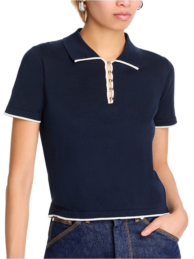Frame The Sport Polo Sweater Color: Navy Multi Size: Large